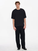 THRILLS HEMP THRILLS EMBRO CONTRAST STITCH BOX FIT OVERSIZE CROPPED TEE - WASHED BLACK