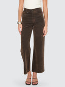 THRILLS HOLLY HIGH RISE FLOCKED DENIM JEAN - DARK CHOCOLATE