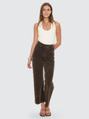 THRILLS HOLLY HIGH RISE FLOCKED DENIM JEAN - DARK CHOCOLATE