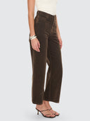 THRILLS HOLLY HIGH RISE FLOCKED DENIM JEAN - DARK CHOCOLATE