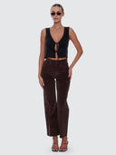 THRILLS HOLLY HIGH RISE STRETCH WIDE CORD PANT - BITTER CHOCOLATE