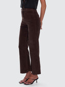 THRILLS HOLLY HIGH RISE STRETCH WIDE CORD PANT - BITTER CHOCOLATE