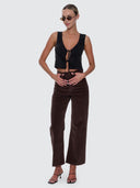 THRILLS HOLLY HIGH RISE STRETCH WIDE CORD PANT - BITTER CHOCOLATE