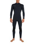 Person wearing a black oneill hyper fire 4mm wetsuit on a white background