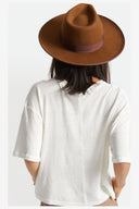BRIXTON RENO FEDORA - COFFEE WORN WASH