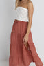 RHYTHM LOLA CHECK TIERED MAXI SKIRT - RED