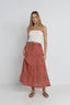 RHYTHM LOLA CHECK TIERED MAXI SKIRT - RED