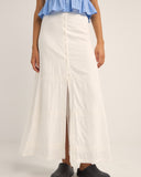 RHYTHM PEARL BUTTON FRONT MAXI SKIRT - WHITE