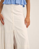 RHYTHM PEARL BUTTON FRONT MAXI SKIRT - WHITE