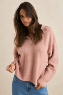 RHYTHM QUINN ZIP KNIT - PINK