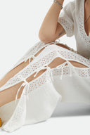 BRIXTON SEASIDE EYELET WIDE LEG PANT - OFF WHITE EYELET