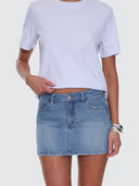 THRILLS SOPHIE MID RISE MINI SKIRT - DARKER DUST BLUE