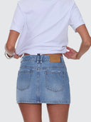THRILLS SOPHIE MID RISE MINI SKIRT - DARKER DUST BLUE