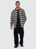 THRILLS STAGGER BARRIO LONG SLEEVE FLANNEL SHIRT - BLACK