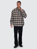 THRILLS STAGGER BARRIO LONG SLEEVE FLANNEL SHIRT - BLACK