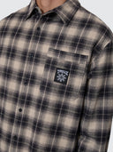 THRILLS STAGGER BARRIO LONG SLEEVE FLANNEL SHIRT - BLACK