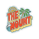 Colorful logo of 'The Mount' with palm tree and sun design on a white background