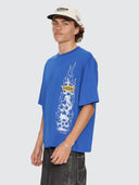 WORSHIP TROPICAL HEAT BOX CROP TEE - SAILOR BLUE