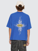 WORSHIP TROPICAL HEAT BOX CROP TEE - SAILOR BLUE