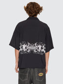 WORSHIP TROPICAL HEAT CROP BOWLING SHIRT - BLACK