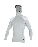 O'NEILL TRVLR LONG SLEEVE HOODED RASH VEST - COOLGRY/WHT