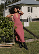 AFENDS TULLY SEERSUCKER MAXI DRESS - INDY ROSE CHECK