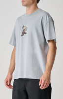 S/DOUBLE MAN WITH DOT SS TEE - BLUE GREY