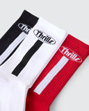 THRILLS VAL FOR THE WIN 3 PACK SOCK - WHITE - BLACK - SCARLET