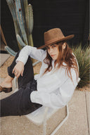 BRIXTON RENO FEDORA - COFFEE WORN WASH