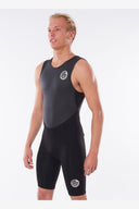 RIP CURL DAWN PATROL 2MM SHORT JOHN SPRING SUIT - BLACK