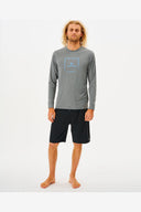 RIP CURL CORP ICON LONG SLEEVE UV TEE - GREY MARLE