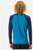 RIP CURL SHOCKWAVES LONG SLEEVE UV RASH TOP - BLUE