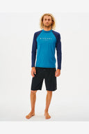 RIP CURL SHOCKWAVES LONG SLEEVE UV RASH TOP - BLUE