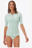 RIPCURL RIP CURL PREMIUM SURF ZIP THRU SHORT SLEEVE RASH TOP - MINT