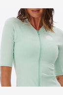 RIPCURL RIP CURL PREMIUM SURF ZIP THRU SHORT SLEEVE RASH TOP - MINT