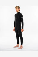 RIPCURL JUNIOR DAWN PATROL 43MM CHEST ZIP WETSUIT - BLACK.