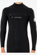 RIPCURL JUNIOR DAWN PATROL 43MM CHEST ZIP WETSUIT - BLACK.
