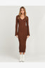 CHARLIE HOLIDAY TINA MIDI DRESS - CHOCOLATE