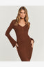 CHARLIE HOLIDAY TINA MIDI DRESS - CHOCOLATE