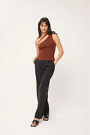 HUFFER DUSK ONE SHOULDER TANK - ESPRESSO