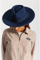 BRIXTON JO RANCHER FEDORA HAT WASHED NAVY / NAVY