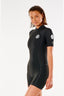 RIPCURL RIP CURL DAWN PATROL 2MM SPRINGSUIT BACK ZIP SHORT SLEEVE BLACK WETSUIT