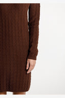 THING THING ZIGZAG TURTLE NECK DRESS - CHOCOLATE