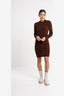 THING THING ZIGZAG TURTLE NECK DRESS - CHOCOLATE