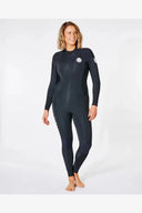 RIP CURL WOMENS DAWN PATROL 32MM GB BACK ZIP - BLACK