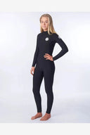 RIP CURL WOMENS DAWN PATROL 4/3MM BACK ZIP WETSUIT - BLACK RIPCURL