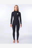 RIP CURL WOMENS DAWN PATROL 4/3MM BACK ZIP WETSUIT - BLACK RIPCURL