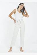 PAIGE BUTTON JEAN - SHADY WHITE