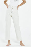 PAIGE BUTTON JEAN - SHADY WHITE