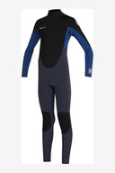 ONEILL KIDS DEFENDER BACK ZIP 4/3mm WETSUIT GUNMETAL BLACK MARINE